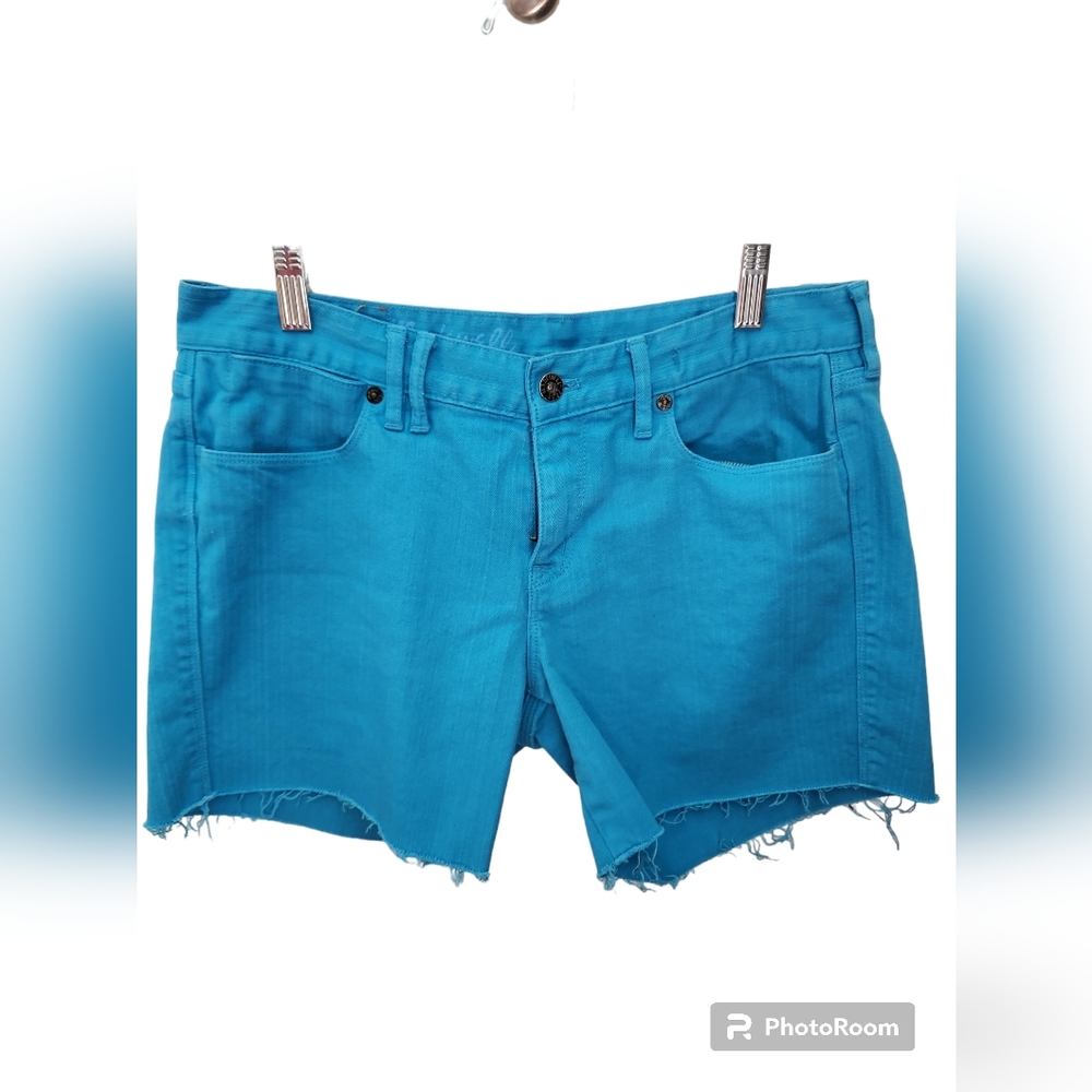 Madewell Bright Blue Denim Raw Hem Jean Shorts Women's Size 29.